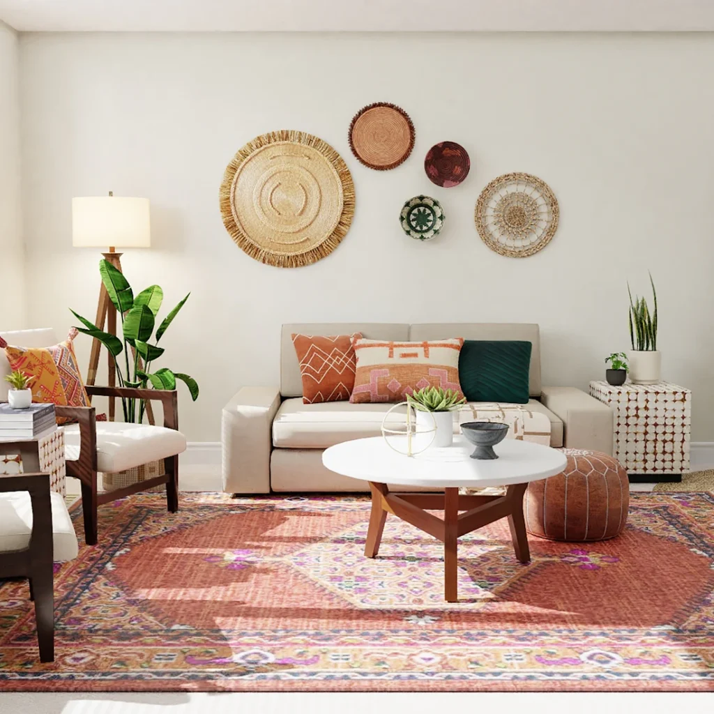 Nhà phố Thủ Đức phòng khách phong cách boho